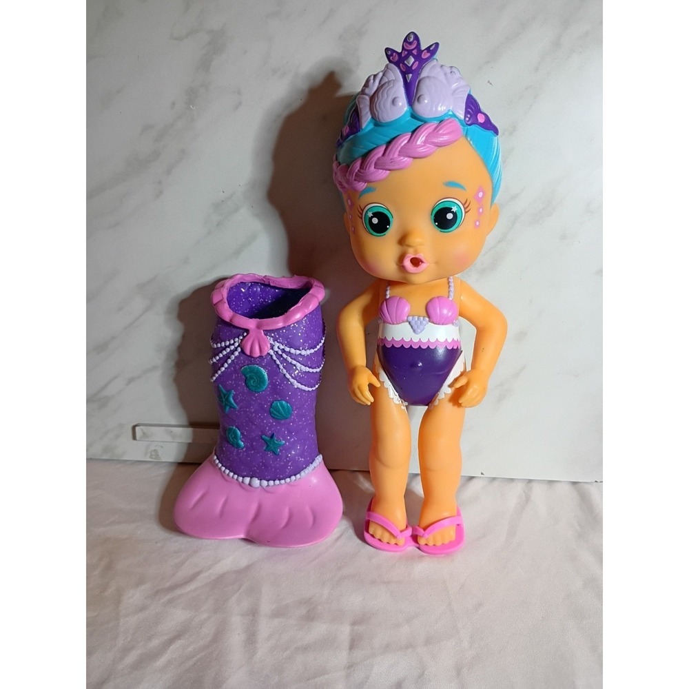 IMC Toys Bloopies Mermaids Magic Tail Doll Purple Pink Blue Hair Bath Toy 9.5in
